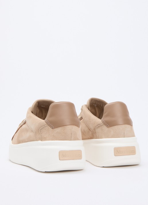 Max Mara Sneaker van suède met logo - achterkant 5 beige