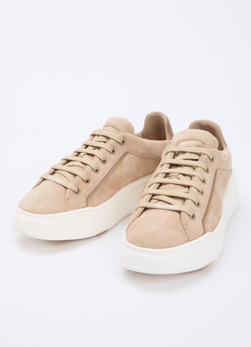 Max Mara Sneaker van suède met logo - detail beige