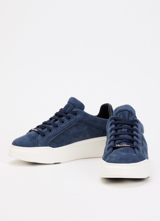 Max Mara Sneaker van suède met logo - detail indigo