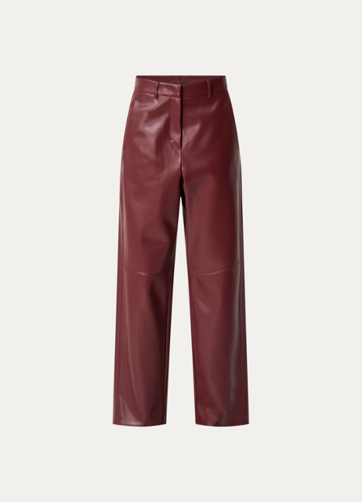Max Mara Sospiro high waist straight broek van imitatieleer met steekzakken - voorkant 2 bordeauxrood