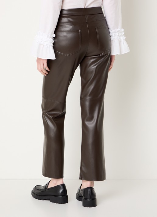 Max Mara Sublime high waist bootcut fit broek van imitatieleer - achterkant 4 donkerbruin
