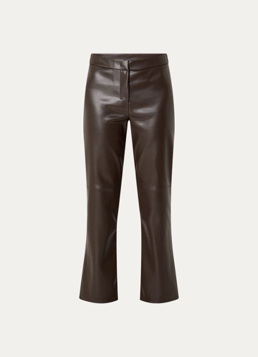 Max Mara Sublime high waist bootcut fit broek van imitatieleer - voorkant 2 donkerbruin