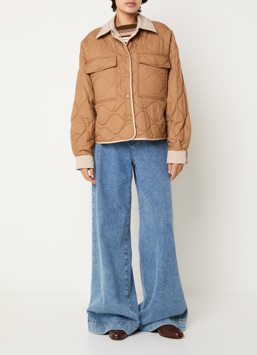 Max Mara Sughero reversible gewatteerd jack met waterafstotende coating - voorkant 3 zand