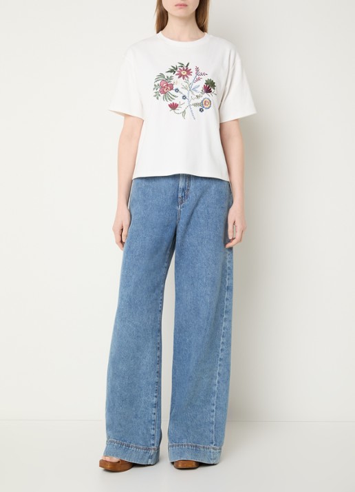 Max Mara T-shirt met borduring - voorkant 3 wit