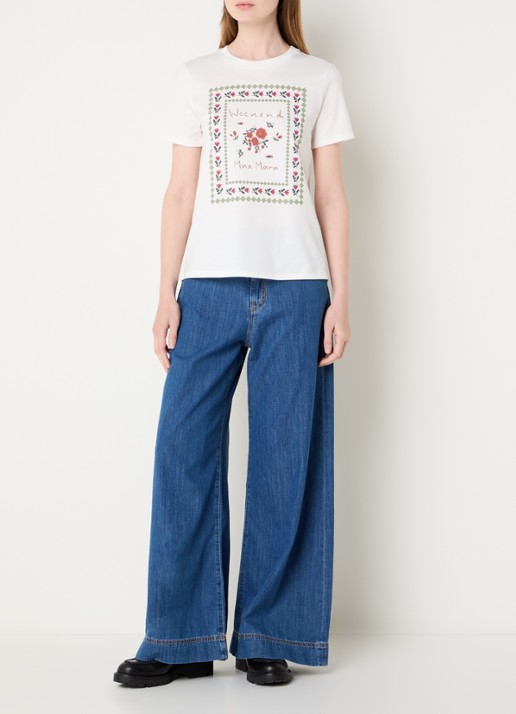 Max Mara T-shirt met logoprint - voorkant 4 wit