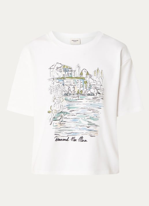 Max Mara T-shirt met logoprint - voorkant 3 wit