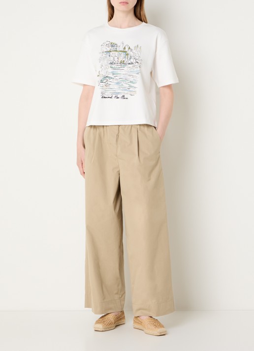 Max Mara T-shirt met logoprint - voorkant 4 wit