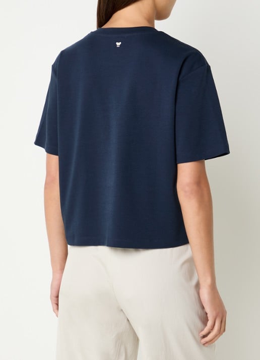 Max Mara T-shirt met logoprint - achterkant donkerblauw