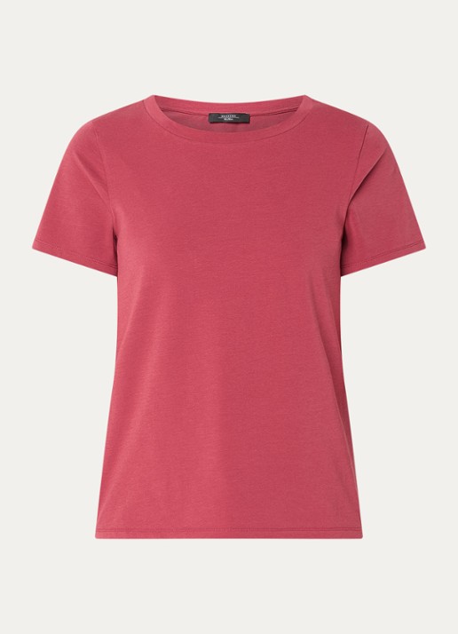 Max Mara T-shirt met ronde hals - voorkant kersenrood