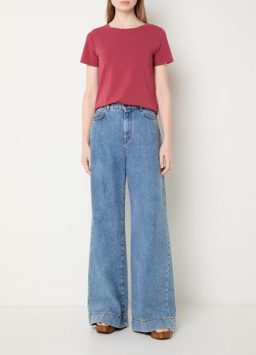 Max Mara T-shirt met ronde hals - voorkant 2 kersenrood