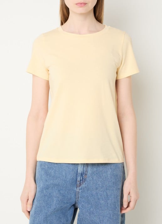 Max Mara T-shirt met ronde hals - detail 2 lichtgeel