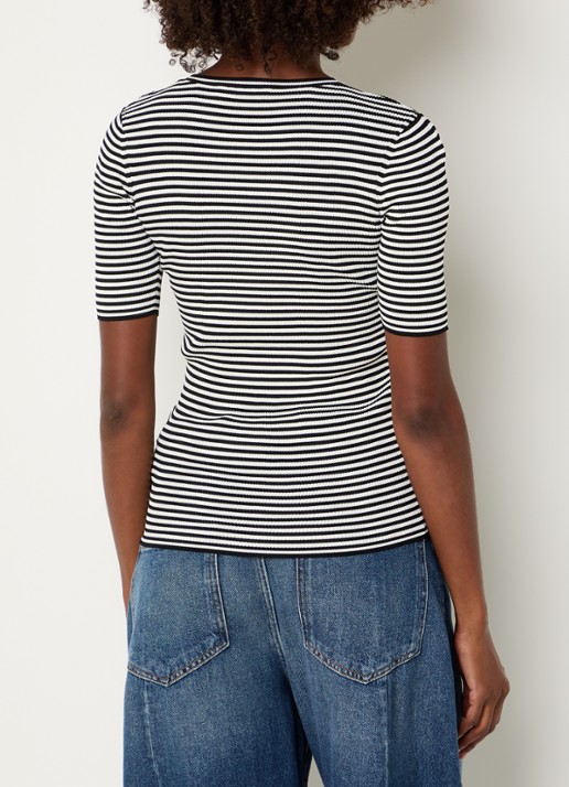 Max Mara T-shirt met streepprint - achterkant 4 zwart