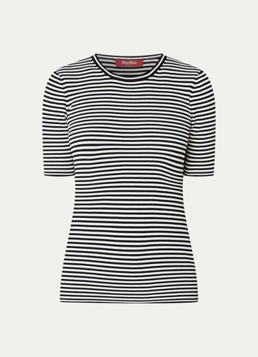 Max Mara T-shirt met streepprint - voorkant zwart
