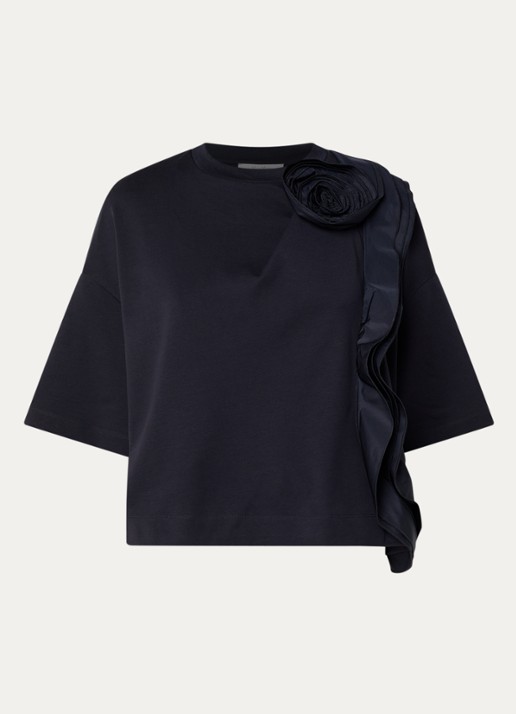 Max Mara T-shirt met volant - voorkant 3 donkerblauw
