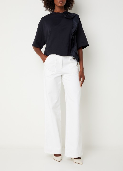 Max Mara T-shirt met volant - voorkant 4 donkerblauw