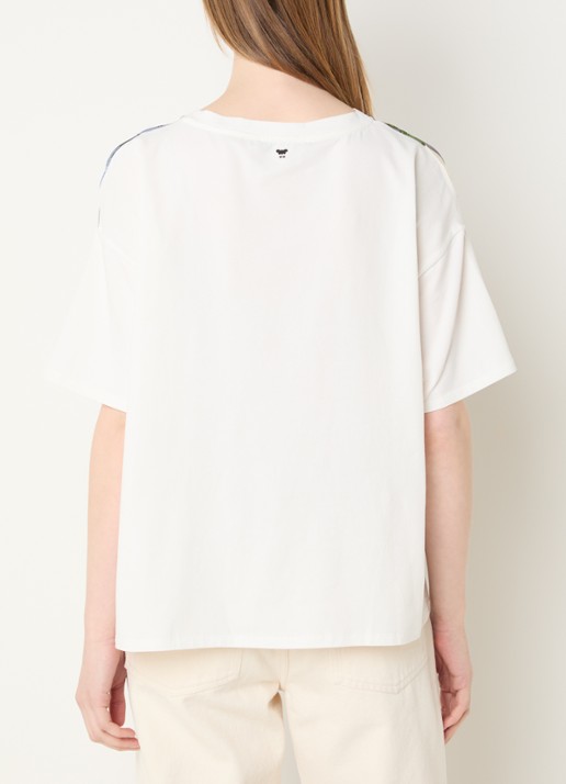 Max Mara T-shirt van zijde met print - achterkant wit