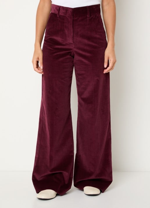Max Mara Tania high waist wide fit broek van corduroy met steekzakken