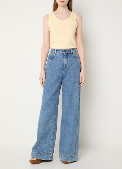 Max Mara Tank top met stretch - voorkant 2 lichtgeel