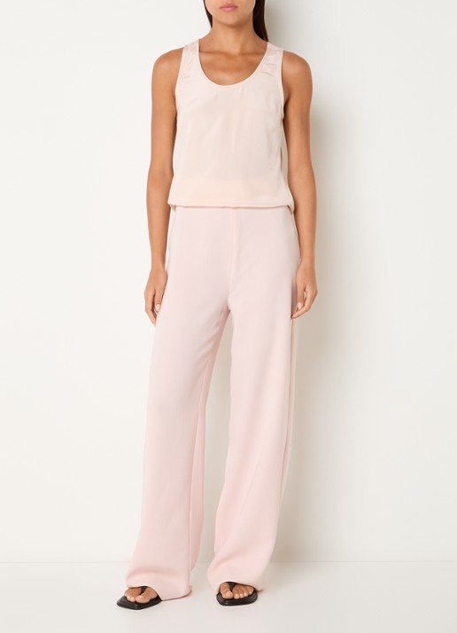 Max Mara Tanktop van zijde met logoborduring - voorkant 4 lichtroze