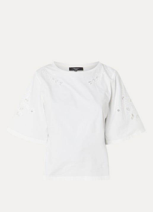 Max Mara Targa tuniek met broderie - voorkant wit
