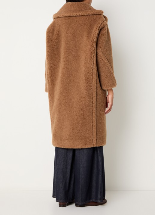 Max Mara Teddy double breasted mantel van kamelenwol met steekzakken  - achterkant 4 camel