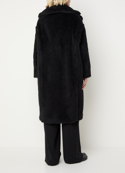 Max Mara Tedgirl mantel in alpaca wolblend met steekzakken - achterkant 2 zwart