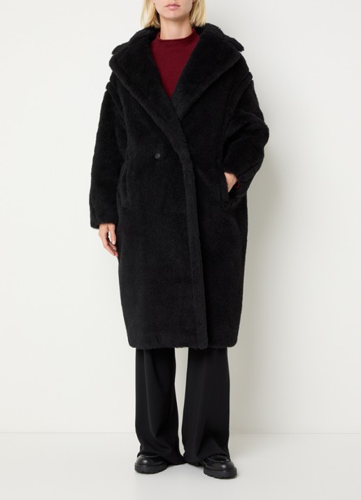 Max Mara Tedgirl mantel in alpaca wolblend met steekzakken - detail zwart