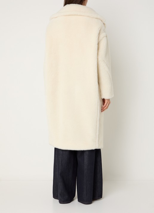 Max Mara Tedgirl mantel in alpaca wolblend met steekzakken - achterkant gebroken wit