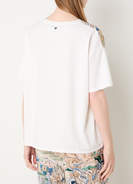Max Mara Terzo T-shirt met print - achterkant lichtblauw