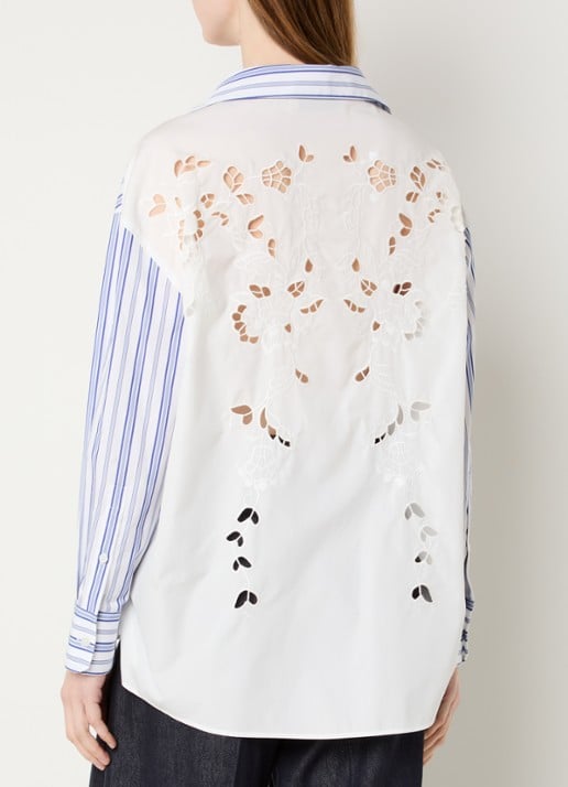 Max Mara Tessile blouse met streepprint en opengewerkt dessin