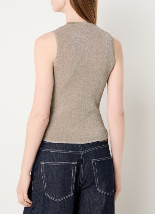 Max Mara Top met metallic finish - achterkant 2 khaki