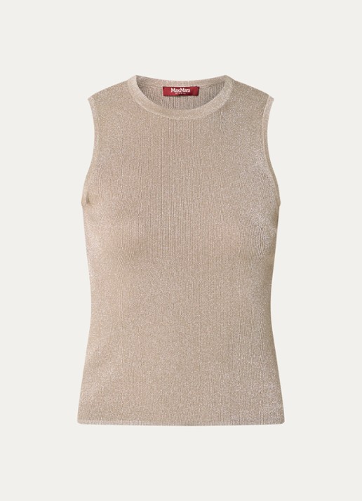 Max Mara Top met metallic finish - voorkant 3 khaki