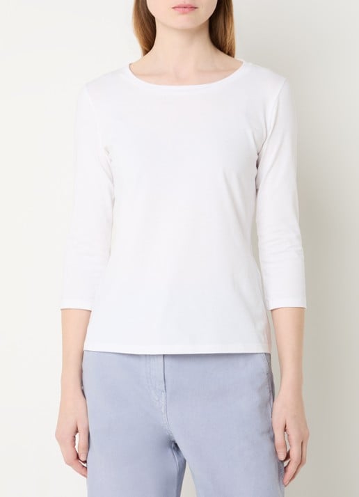 Max Mara Top met ronde hals - detail 3 wit