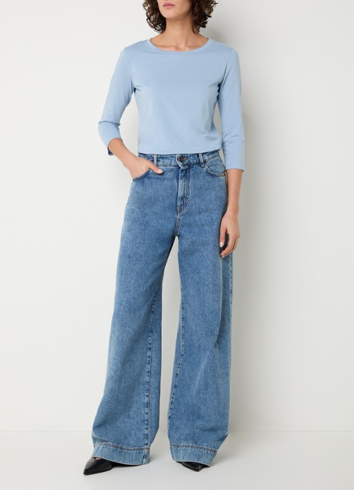 Max Mara Top met ronde hals - voorkant 3 lichtblauw