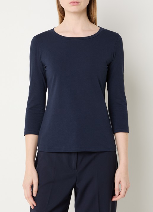 Max Mara Top met ronde hals - detail 2 donkerblauw