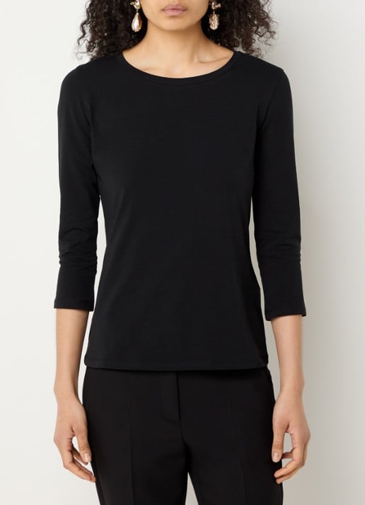 Max Mara Top met ronde hals - detail 4 zwart