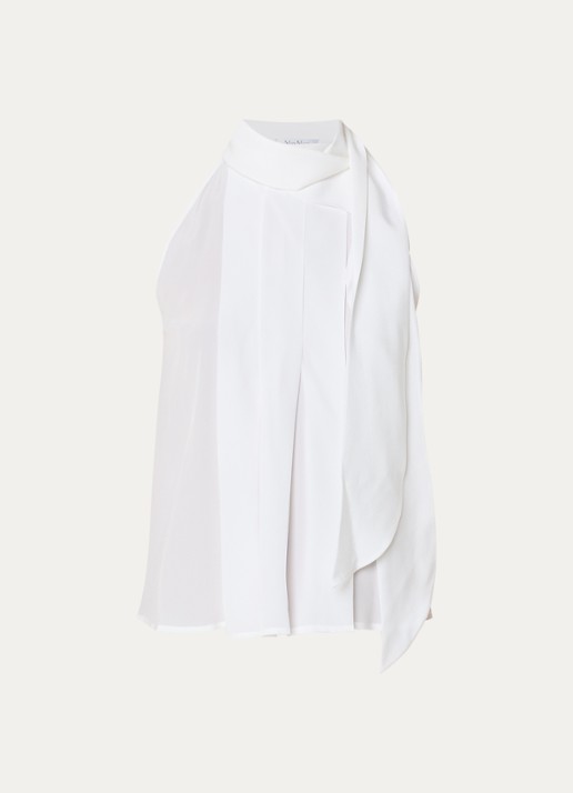Max Mara Top met sjaalkraag - voorkant gebroken wit