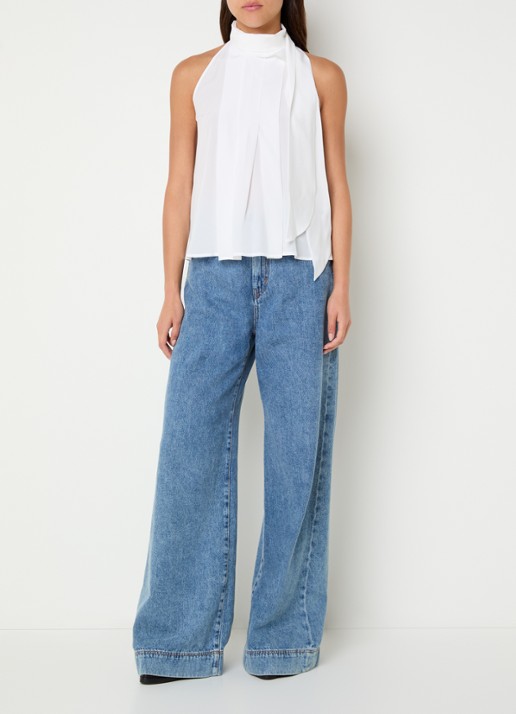 Max Mara Top met sjaalkraag - voorkant 2 gebroken wit