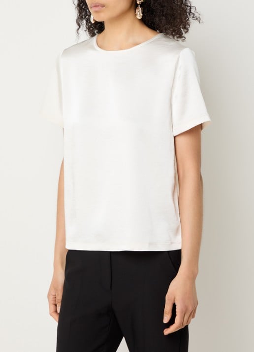 Max Mara Top van satijn met ronde hals