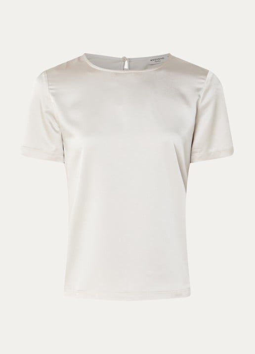 Max Mara Top van satijn - voorkant gebroken wit