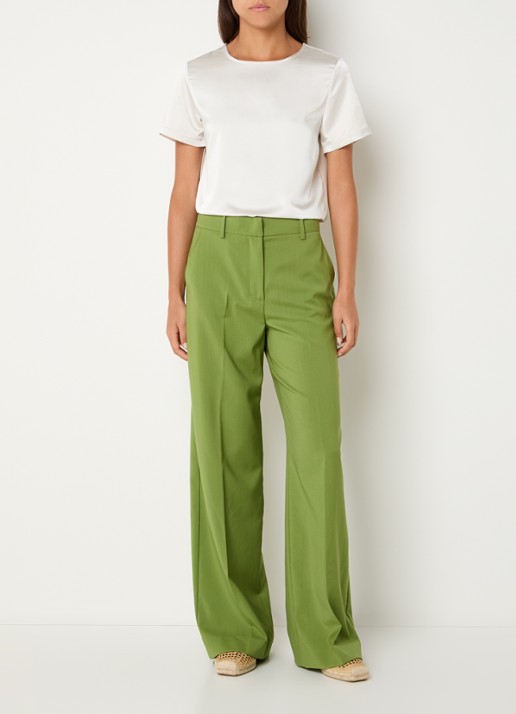 Max Mara Top van satijn - voorkant 2 gebroken wit