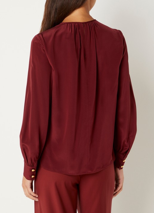 Max Mara Top van zijde - achterkant bordeauxrood