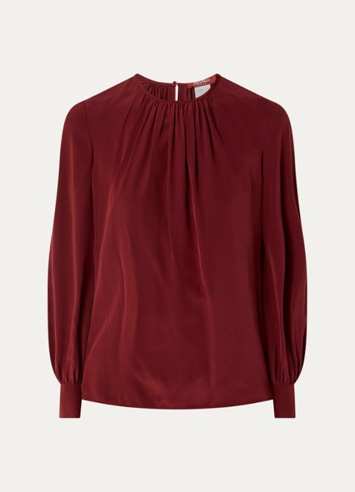 Max Mara Top van zijde - voorkant 3 bordeauxrood