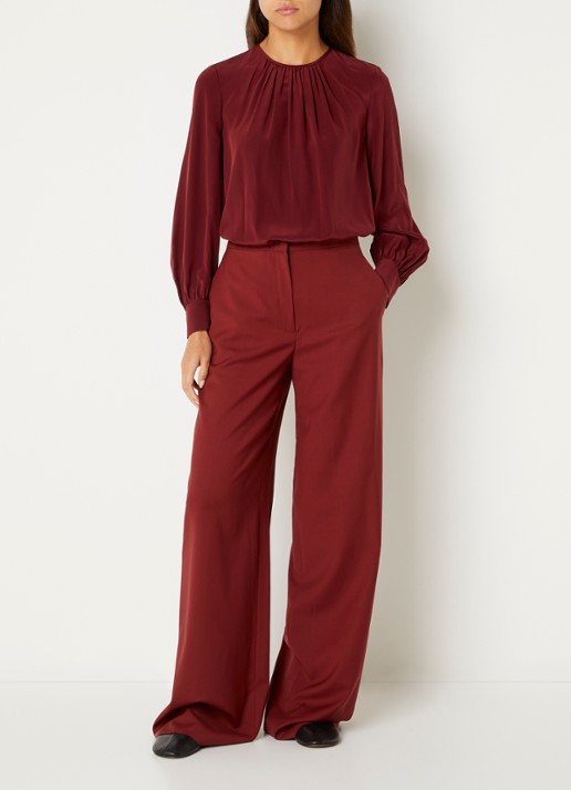 Max Mara Top van zijde - voorkant 4 bordeauxrood