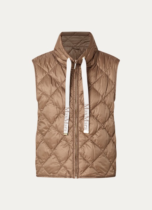 Max Mara Tregic bodywarmer met quilt patroon - voorkant camel