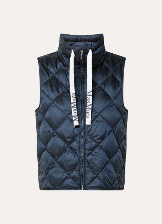 Max Mara Tregic gewatteerde bodywarmer met quilt patroon - voorkant 2 donkerblauw