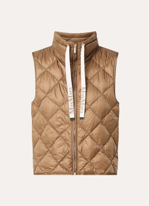 Max Mara Tregic gewatteerde bodywarmer met quilt patroon - voorkant 2 lichtbruin