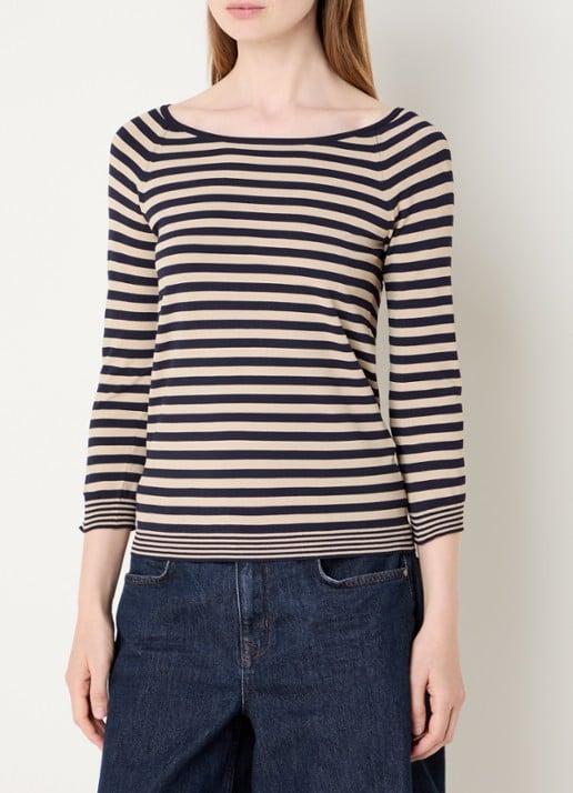 Max Mara Trui met sjaalkraag en streepprint