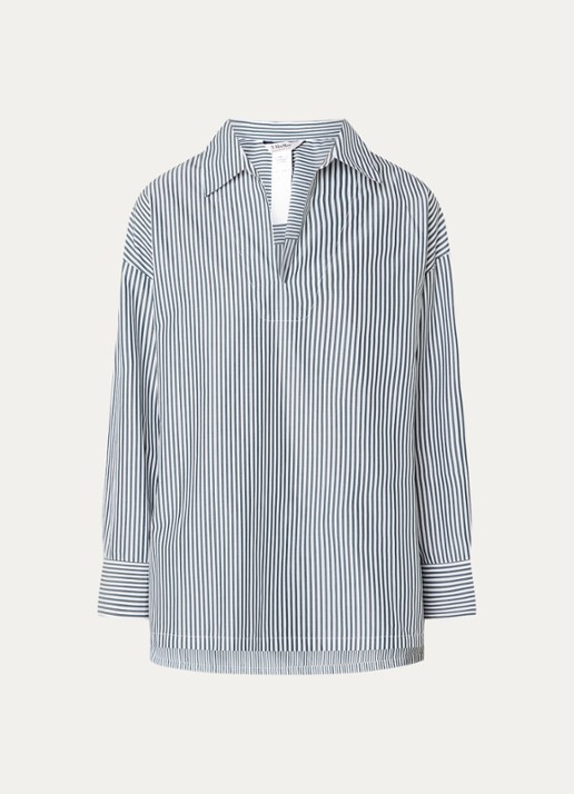 Max Mara Tuniek met streepprint - voorkant 2 donkergroen