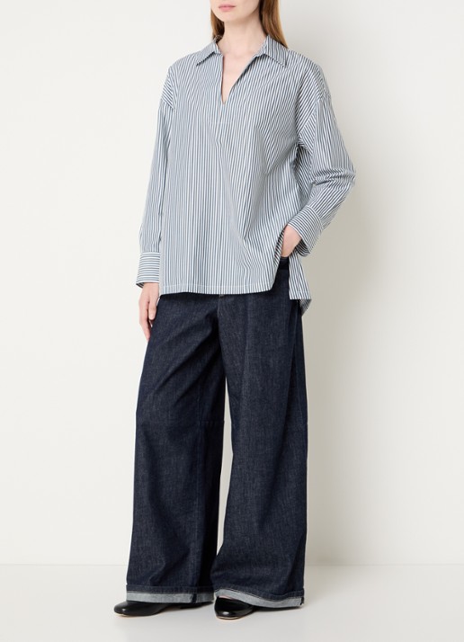 Max Mara Tuniek met streepprint - voorkant 3 donkergroen
